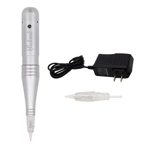 Pinkiou Permanent Makeup Machine MicroPigmentation Pen Hair Stroked Eyebrow Professional Microblading Pen Machine For EyeBrow Eyeline Lip Brow Lamination（Silver）