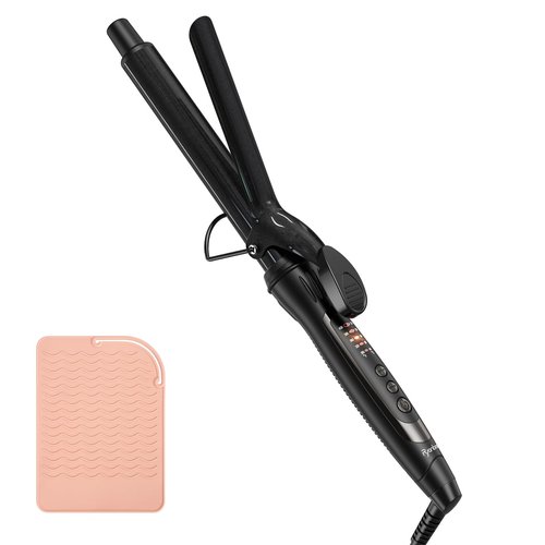 Ryanboo 1 Inch Curling Iron, 5 Temperature Settings, Professional Spring Hair Iron for All Hair Types, Max 430℉ with Heat Resistant Mat (1 Inch Black)
