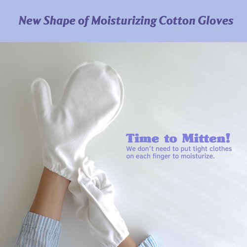 Manu&Pod Medium 3 Pairs 100% Organic Cotton Moisturizing Gloves for Dry Hands, Eczema, Psoriasis l Overnight Cream for Women & Men l Wristband, White