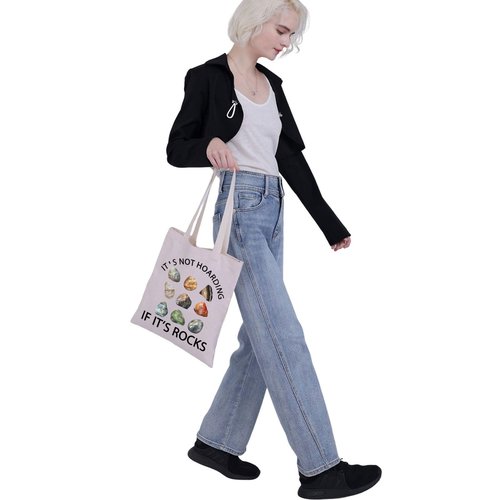 G2TUP Rockhounding Gifts Rock Collector Shoulder Bag Geologist Tote Bag It's Not Hoarding If It’s Rocks Lover Gift (Rock Tote Bag)