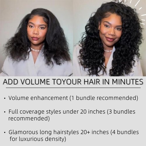 Water Wave Bundles Human Hair 100% Unprocessed Hair Bundles Deals Human Hair Double Weft Less Shedding Curly Bundles For Black Women As Extensions 20 Inch