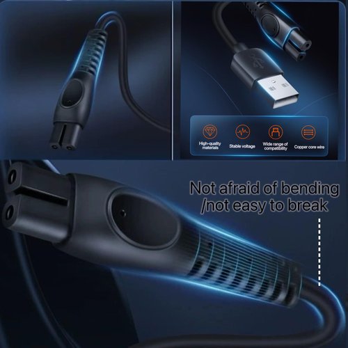 for Philips Norelco One Blade QP2724 QP2834 QP1924 5V USB Charger Cord,Replacement for OneBlade 360 MG9520 BT3238 MG7950 MG5910 X5005 X5006 | Fast Charging | Durable Tangle-Free Design - Black, 2-Pack