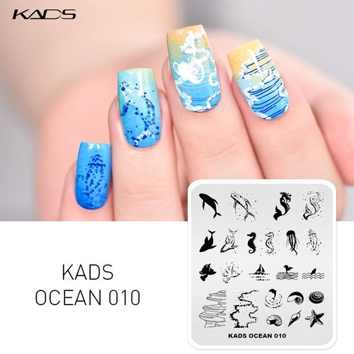 KADS 5Pcs Nail Stamp Plates Set Nails Art Stamping Plate Set Nail Plate Template Image Plate Ocean Series