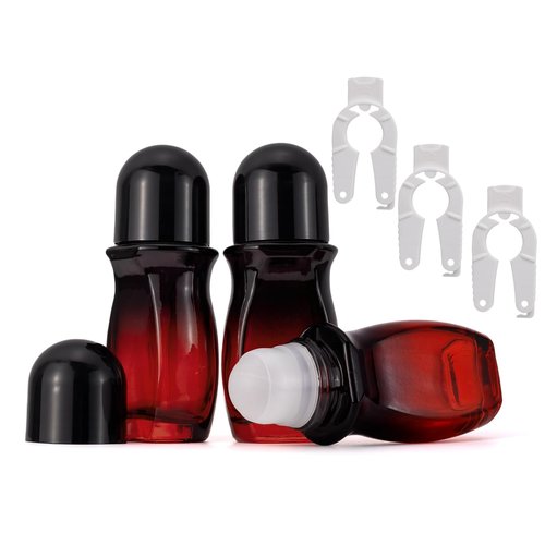 JIUWU 3-Pack 50ML Glass Deodorant Roller Bottles, Empty Refillable Roll On Bottles with Roller Ball Applicator for Essential Oils, Reusable Roller Containers for DIY, Care, Young Living