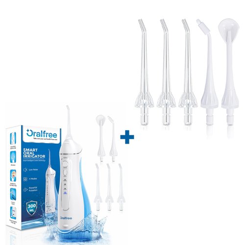 Water Dental Flosser Cordless for Teeth and 5 x Replacement Nozzles
