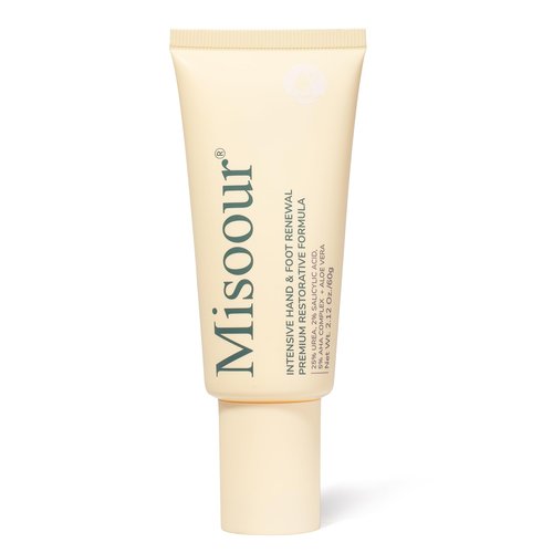 Misoour 25% Urea Cream with 2% Salicylic Acid & 5% AHA + Aloe Vera, Moisturizer for Dry, Rough Skin, Helps Soften Cracked Heels, Elbows, Hands, Non-Greasy Formula (2.12 oz Tube)