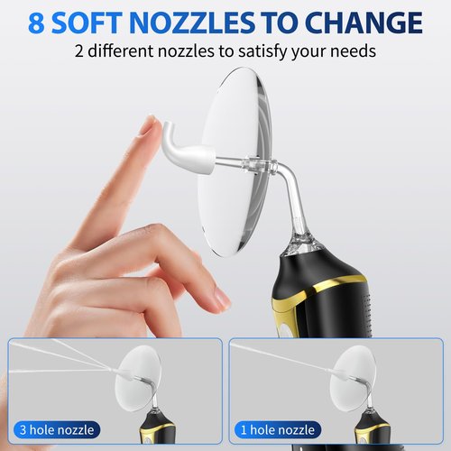 Electric Water Powered Earwax Removal Kit - 4 Pressure Modes - Safe Cleaning & Flushing Tool, Waterproof USB Rechargeable Ear Cleaner with Basin & 8 Replaceable Nozzles - IPX7