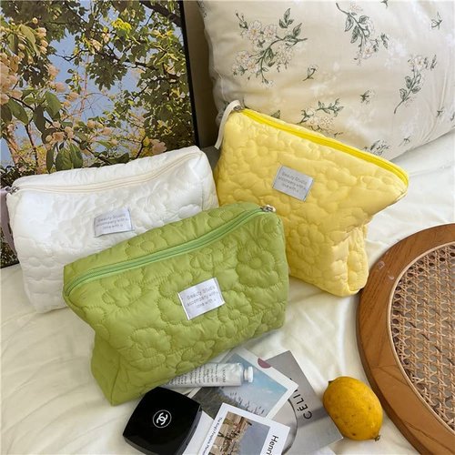 RUIXIAOXI Cosmetic Bag,Makeup Bag Cotton Large Travel Makeup Organizer Bag,Cosmetic Organizer for Women (green)