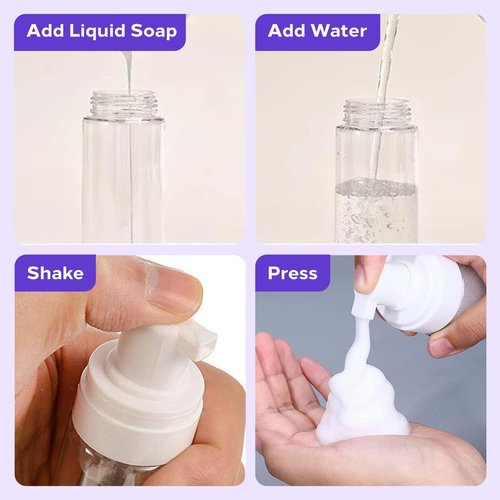 7oz Foam Pump Bottle - Usiriy 2Pcs Foam Bottle Dispenser Travel Empty Foaming Soap Dispensers Clear Plastic Spray Bottles for Travel Hand Soap Shampoo Foaming Castile Cosmetics (200ml)