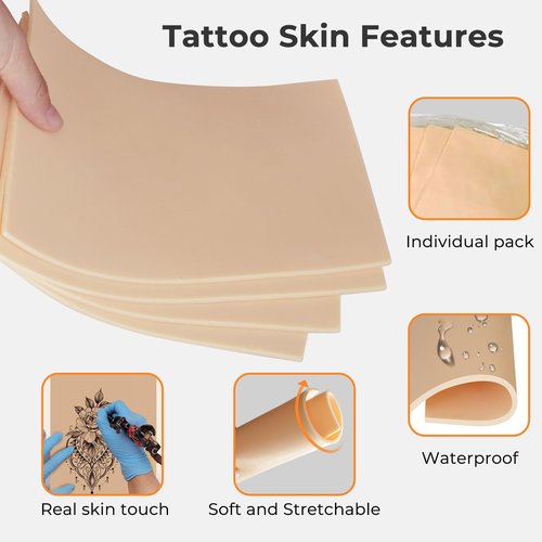 3mm Tattoo Practice Skins - 15-Pack Professional Thick Silicone Sheets (5.6"x7.5") - Realistic Tattoo Skin for Training, Perfect for Beginners & Artists - Durable Fake Skin for Machine Practice