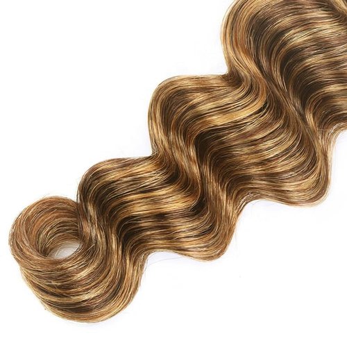 P427 Human Hair Bundles Ombre Highlight Bundle Deep Wave Human Hair Bundles 22 inch #27 and #4 Wet and Wavy Bundle