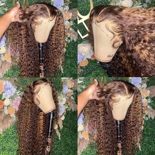 30 Inch 13X1 Lace Frontal Wig Highlight P4/30 Jerry Curly Lace Front Wigs Human Hair 200% Density 200% Density T Lace Frontal Wig 13X6 Lace Front Wigs Human Hair Pre Plucked For Black Women
