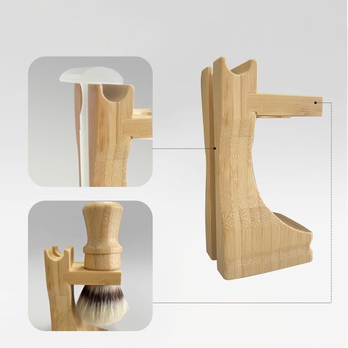 Kikc Men's Shaving Kit with Natural Boar Bristle Shaving Brush, Pure Bamboo Shaving Brush Stand with Bowl | Complete Wet Shaving Set for Smooth & Luxurious Shave