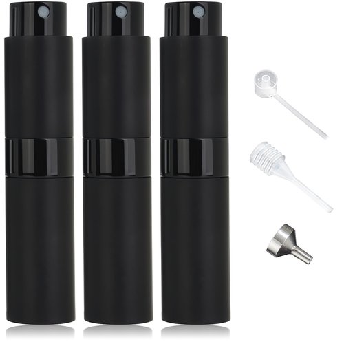 Xohairp 8ML Perfume Atomizer Travel Spray Bottles Refillable Portable Sprayer Mini Spray Empty for Refill Dispenser (3PCS, Black)