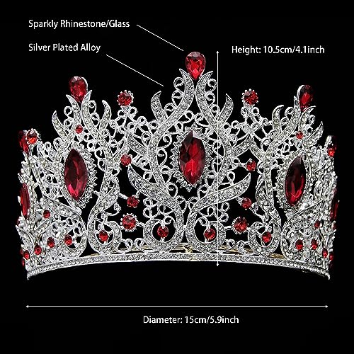 Tall Baroque Crowns for Women Large Rhinestone Bridal Crown and Tiara for Wedding Prom Quince Pageant Party Hair Accessories with Gemstones