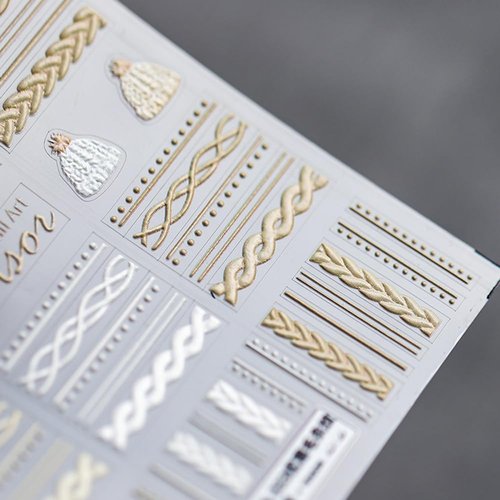 1 Sheet Winter Knit Sweater Cloth Pattern Nail Stickers,5D Acrylic Engraved Nail Sticker Art Decoration,Self-Adhesive DIY Nails Sticker French Stripe Line Nail Decals for Acrylic Nails Manicure