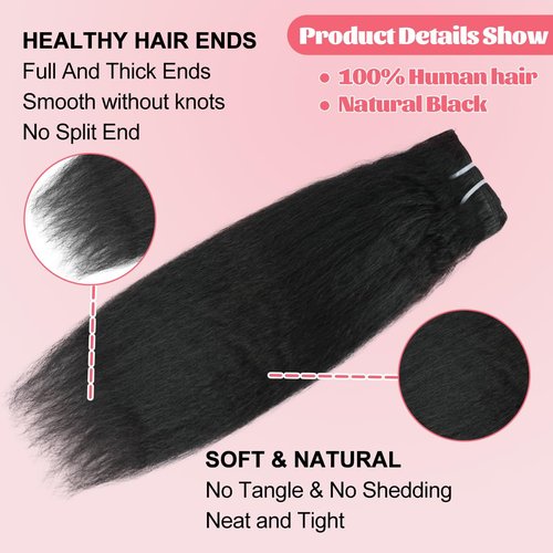 Clip in Hair Extensions Real Human Hair Extensions 110g 8Pcs/Set Kinky Straight Brazilian Human Hair Clip in Extensions for Women Seamless Clip Ins for Black Women Double Weft with 20Clips (14Inch)