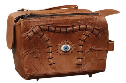 Leather Toiletry Bag Hocus Pocus Decor Handmade Halloween Bag Gifts Prop with Stitched Eye | Travel Makeup Bag | Hocus Pocus Decor Cosmetic Case Halloween decor Bag for men and Clutch for women
