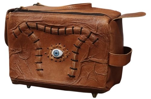 Leather Toiletry Bag Hocus Pocus Decor Handmade Halloween Bag Gifts Prop with Stitched Eye | Travel Makeup Bag | Hocus Pocus Decor Cosmetic Case Halloween decor Bag for men and Clutch for women