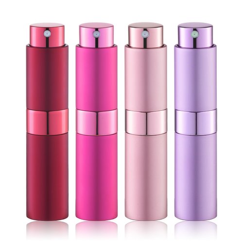 Lulupack Travel Perfume Bottle Refillable - Cologne Spray Atomizer Mini - Small Travel Size Sprayer Empty for Refill Sample Container - Portable Fragrance Decant Dispenser for Men Women 8ml 4PCS Red