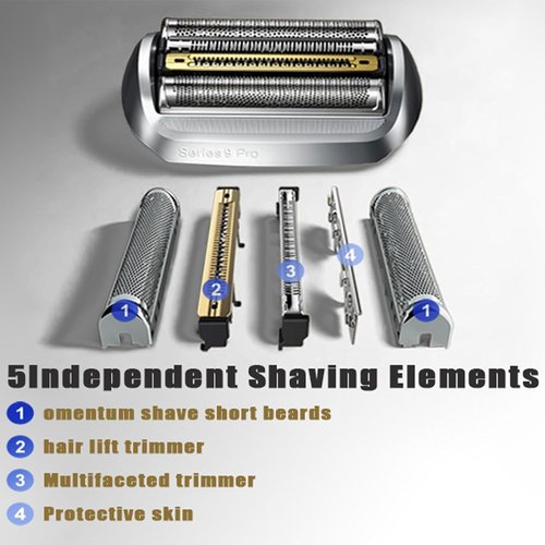 92s Series 9 Pro Electric Shaver Head Replacement Part Compatible with Braun Series 9 Pro and Series 9 Electric Razors 9290cc, 9291cc, 9370cc, 9376cc, 9293s, 9260s, 9295cc, 9385cc (Silver/1Pack)