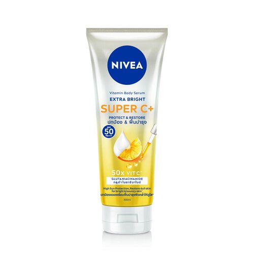 Nivea Extra Bright Super C+ Vitamin Body Serum Sunscreen, SPF50+ PA+++ Size 300 ml, 10.14 Oz (Pack Of 1)