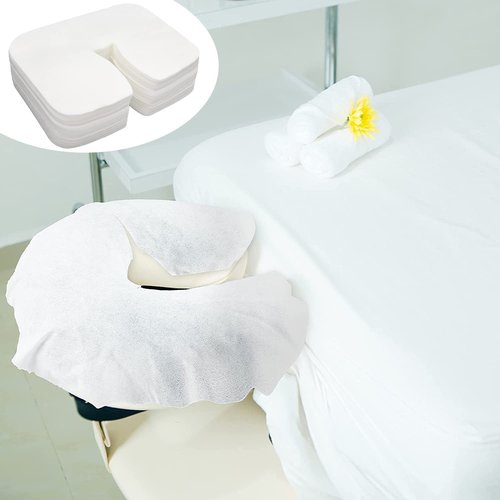 500 count Disposable Face Cradle Covers Non-Sticking Disposable Massage Headrest Covers Ultra Soft Medical-Grade SPA Face Rest Covers Headrest Covers for Massage Table Chairs 14.2" x 10.6" (500Pcs)