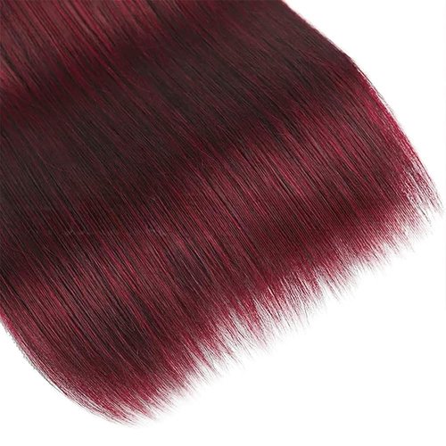 Hiaplame #99j Burgundy Bundles Human Hair Straight Bundles 10 12 14 inch Wine Red Brazilian Virgin Hair 3 Bundle Unprocessed Quick Weave Hair Extensions 100 Gram Per Bundle for Black Women