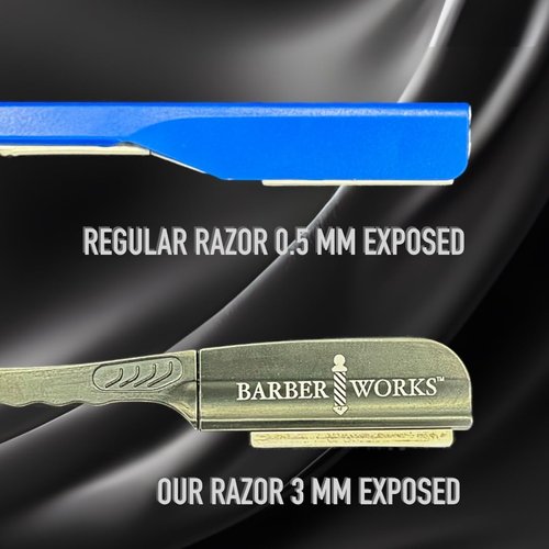Professional Razor Holder – Ultra 3mm Exposed straight razor holder, short and long blades capable safe clip system (Red)
