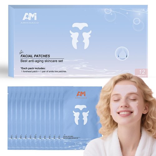 ARMINACO Wrinkle Patches for Forehead & Smile Lines, Overnight Anti-Wrinkle Facial Pads with Hyaluronic Acid, Niacinamide & Vitamin E – Hydrating & Smoothing Skin Care, 36pcs