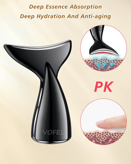 VOFEL Face and Neck Massger for Skin Care Electric Face Neck Lifting Massager with 45℃ Heat & 3 Massage Modes for Wrinkles Facial Neck Massager (Black)