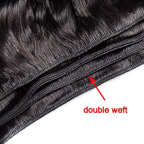 Brazilian Water Wave 5Bundles(50g/bundle) with 4x4 Lace Closure, Wet and Wavy Bundles Human Hair, Long Curly Bundles Human Hair with Free Part Closure (20/20/20/20/20+20)