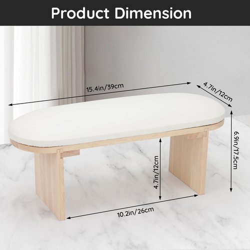 Segbeauty PU Leather Nail Arm Rest, Solid Wood Nail Tech Desk with PVC Table Mat, Manicure Hand Rest Pillow Nail Table Station for Manicure Salon DIY Practice Professional Nails Tech Must Haves