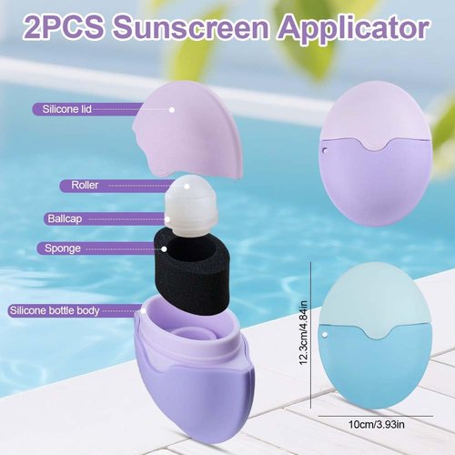 2PCS Sunscreen Applicator, Jaxbo BPA-Free Refillable Roll on Sponge Sunscreen, Suncream & Lotion Applicator For Kids, Adults & Families, Perfect Size for Travel
