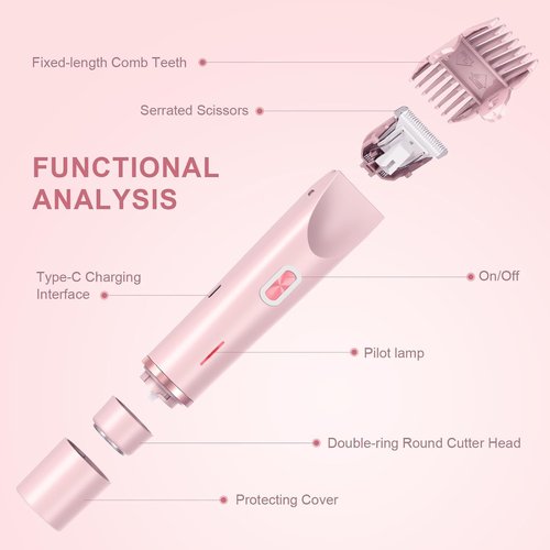 Bikini Trimmer for Women,2025 New Bikini Shaver,Electric Razor & Shaver with Dual Ceramic Blades,Painless Hair Removal,Rechargeable Razor Body Hair Trimmer for Wet & Dry Use