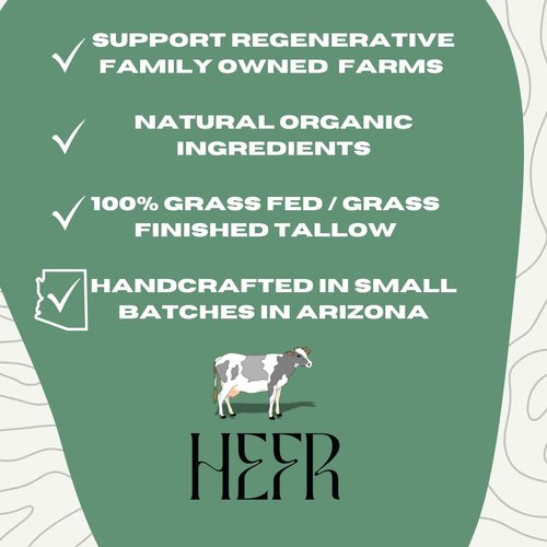 HEFR 100% Grass Fed Beef Tallow for Skin Care, All-Natural Face and Body Whipped Beef Tallow Moisturizer, Organic Beef Tallow Moisturizer for Skin, Face and Body Lotion - (Living Lavandula) 2 oz