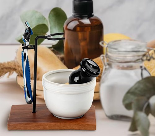 dgudgu Safety Razor Shave Kit Mens Shaving Kit For Men Black Safety Razor Stand With Shave Brush Shaving Bowl Shaving Soap Set