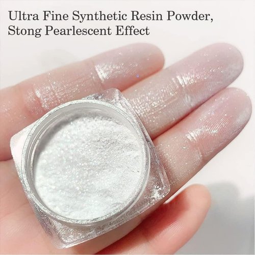 GZMAYUEN White Pearl Chrome Nail Powder, Mirror Effect Pearlescent Chrome Pigment Powder for Nails, Ice Aurora Nail Powder 3Pcs