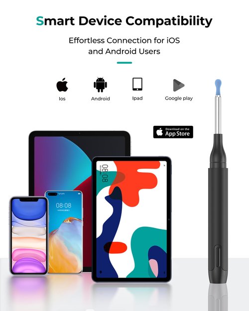 Ear Wax Removal Camera Cleaner: Otoscope with Light Earwax Remover Cleaning Tool - 1080P HD Wirless Digital Scope with Tweezers and Spoon Endoscope Compatible with Smart Phone