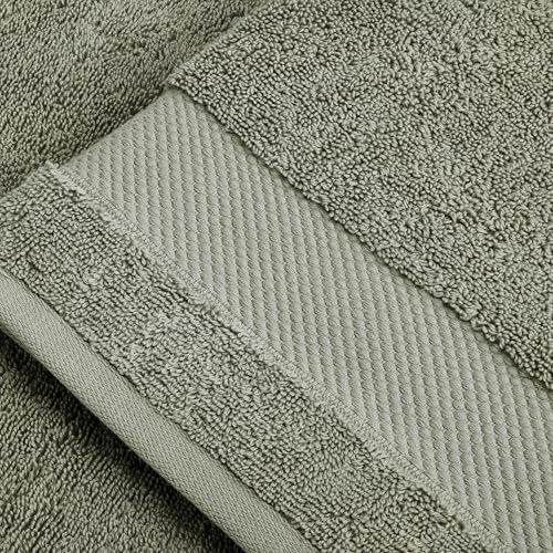 BIOWEAVES 100% Organic Cotton 700 GSM Plush Premium Washcloths 13" x 13" GOTS Certified, Face Towels Perfect for Home & Bathroom - Sage, Pack of 12