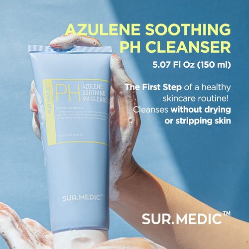 SUR.MEDIC+ Azulene Soothing Korean Skincare set: PH Cleanser & Soothing Cream