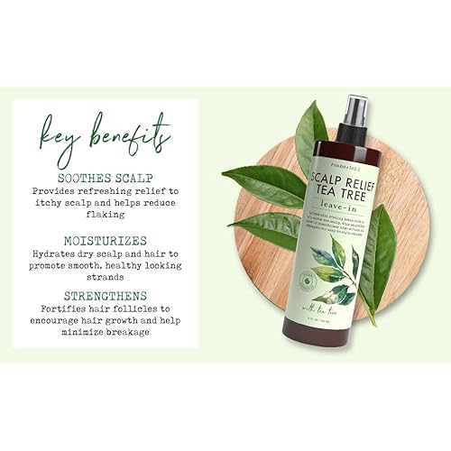 Leave In Conditioner Spray - Tee Trea Scalp Treatment - Anti-Dandruff and Dry & Itchy Scalp treatment, Hydrating & Medicated Formula for Psoriasis and Scalp Care - Detangles & Nourishes Hair.