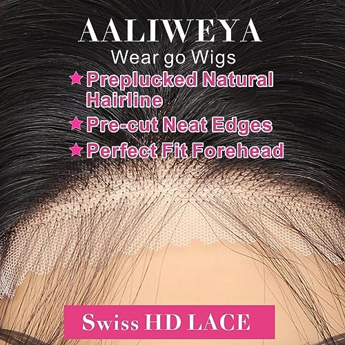 Aaliweya 5x5 Glueless Human Hair Wig - Pre-Plucked 180 Density HD Lace Closure Body Wave Brazilian Wig for Beginners - 24 Inch