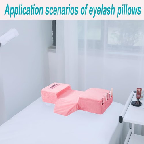 Sankell Beauty Salon Lash Pillow,Comfortable Velvet Memory Foam Eyelash Extension Pillow,Ergonomic Neck Pillow,Protect The Neck When Used for Lash Extension Grafting Make Up(Pink)