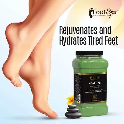 FootSpa - Cream Mask for foot, 128 Oz With Peppermint and Eucalyptus Oil - Pedicure Massage for Tired Feet and Body, Hydrating, Fresh Skin - Infused with Hyaluronic Acid, Amino Acids, Panthenol