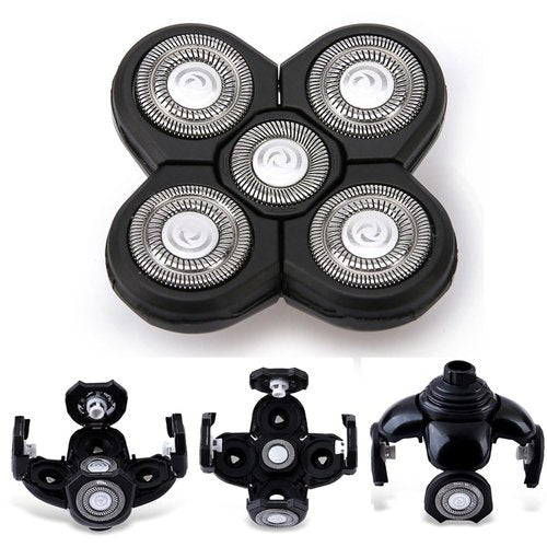4PCS Shaver Replacement Blades for Head Shaver, 5 Blades Shaver Heads for Bald Men, Head and Face Electric Razor Shaver Heads, 2 Cleaning Brush