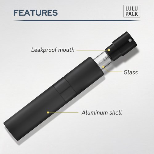 Lulupack Perfume Atomizer Refillable Travel Bottle: Cologne Portable Sprayer for Men - Mini Spray Empty for Refill - 1oz Large Size Grey