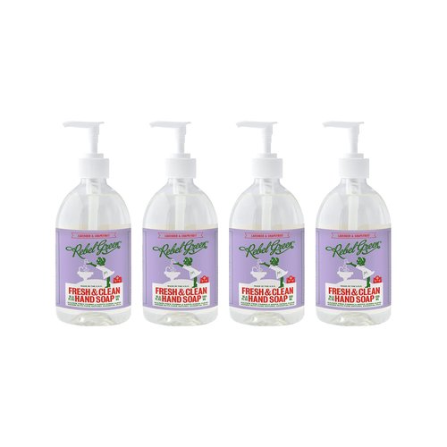 Rebel Green Liquid Hand Soap - Moisturizing Natural Bathroom & Kitchen Liquid Soap - Gentle Household Hand Wash (Lavender & Grapefruit, 16.90 Fl Oz (Pack of 4))