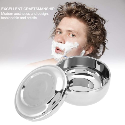 AYNEFY Shaving Soap Bowl, Portable Universal Men Stainless Steel Beard Shaving Soap Bowl Shaving Mug Container with a Mirror for Travel, Salon and Home Use