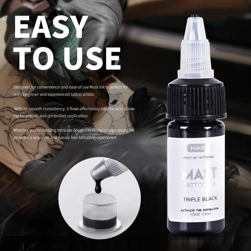 Mast Tattoo Ink Bottle 0.5oz, Triple Black Mas05